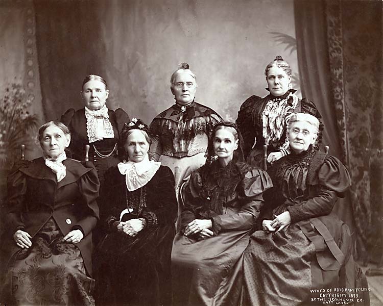 Seven wives of Brigham Young, 1899. Back, L-R: Naamah Carter Young, 